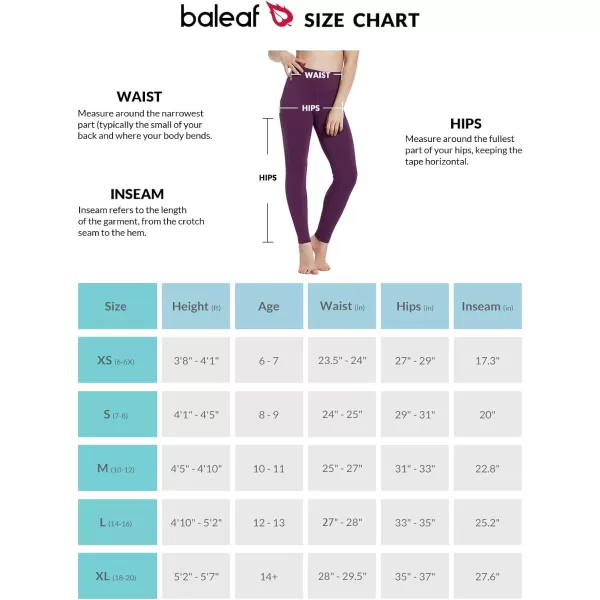 BALEAF Girls Leggings Dance Tights Yoga Pants with Pocket Preppy Clothes Kids Teen Running Athletic Workout BalletDark Magenta