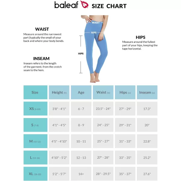 BALEAF Girls Leggings Dance Tights Yoga Pants with Pocket Preppy Clothes Kids Teen Running Athletic Workout BalletLight Blue