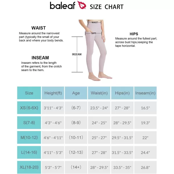 BALEAF Girls Leggings Dance Tights Yoga Pants with Pocket Preppy Clothes Kids Teen Running Athletic Workout BalletLight Purple