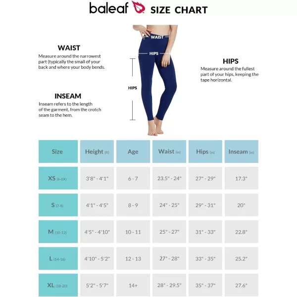 BALEAF Girls Leggings Dance Tights Yoga Pants with Pocket Preppy Clothes Kids Teen Running Athletic Workout BalletNavy