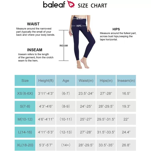 BALEAF Girls Leggings Dance Tights Yoga Pants with Pocket Preppy Clothes Kids Teen Running Athletic Workout BalletNavy