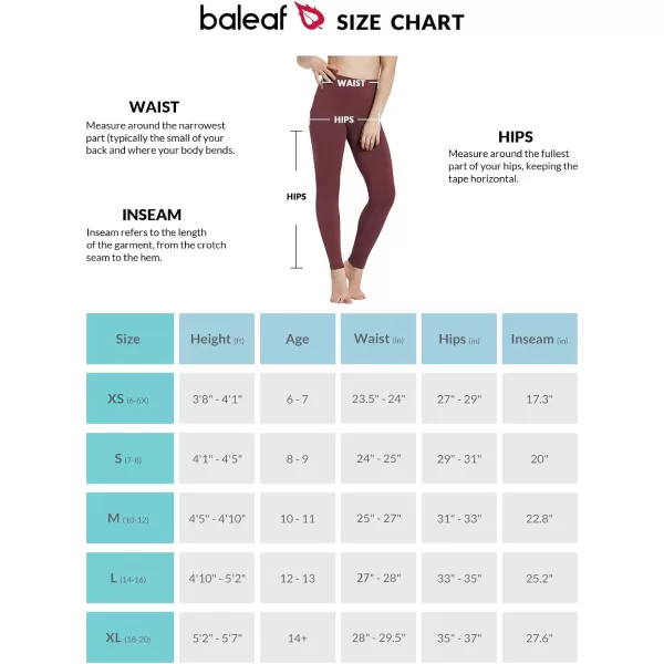 BALEAF Girls Leggings Dance Tights Yoga Pants with Pocket Preppy Clothes Kids Teen Running Athletic Workout BalletWine Red