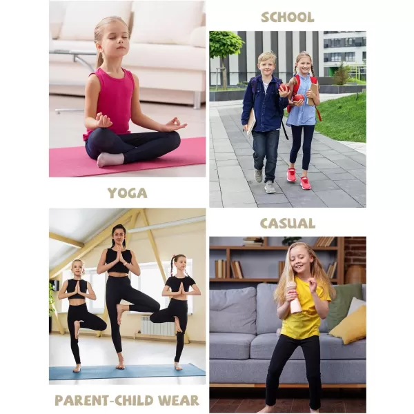 BALEAF Girls Leggings Dance Tights Yoga Pants with Pocket Preppy Clothes Kids Teen Running Athletic Workout BalletWine Red