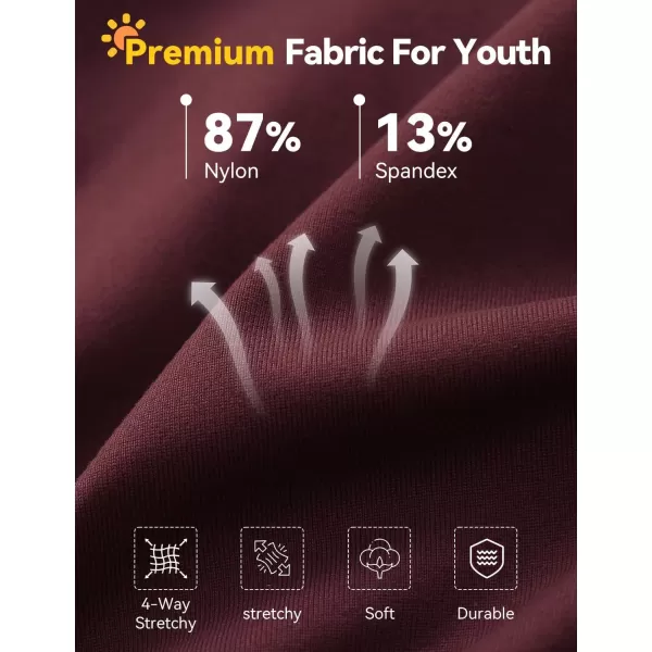 BALEAF Girls Leggings Dance Tights Yoga Pants with Pocket Preppy Clothes Kids Teen Running Athletic Workout BalletWine Red