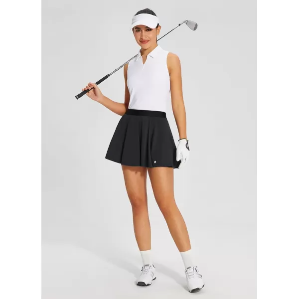 BALEAF Golf Skirts for Women High Waisted Athletic Skorts Pickleball Tennis Skirt with Shorts PocketsBlack