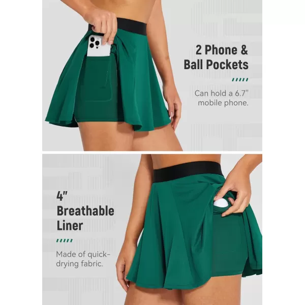 BALEAF Golf Skirts for Women High Waisted Athletic Skorts Pickleball Tennis Skirt with Shorts PocketsGreen