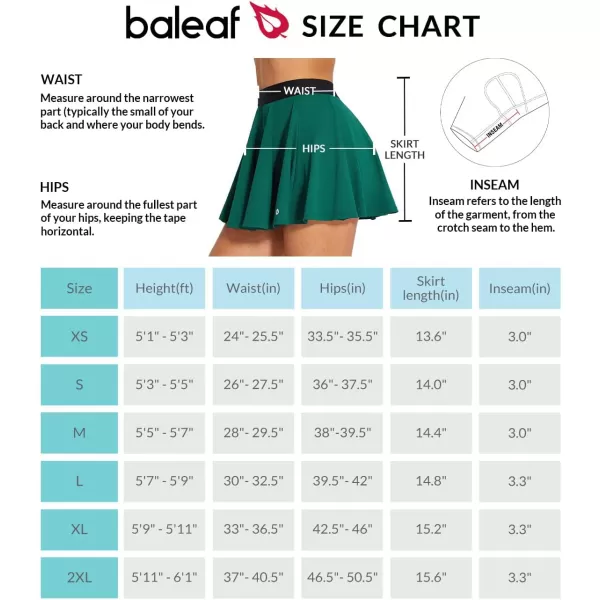 BALEAF Golf Skirts for Women High Waisted Athletic Skorts Pickleball Tennis Skirt with Shorts PocketsGreen