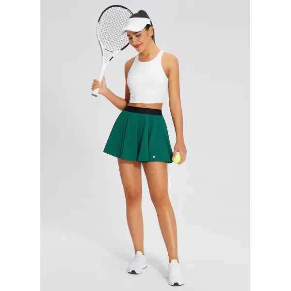 BALEAF Golf Skirts for Women High Waisted Athletic Skorts Pickleball Tennis Skirt with Shorts PocketsGreen