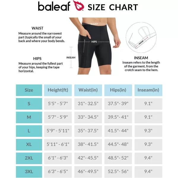 BALEAF Lycra Cycling Shorts Men Padded Bike Shorts Padding Pockets UPF 5001black