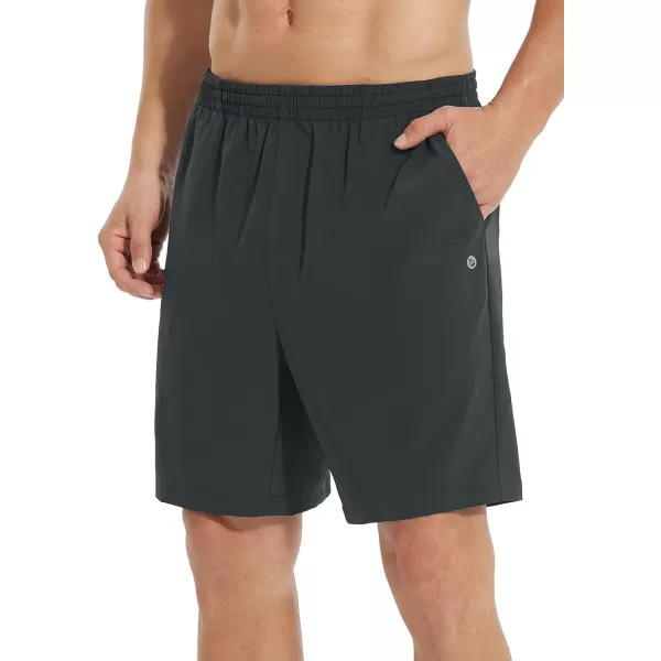 BALEAF Mens 2 in 1Running Shorts 57 Quick Dry Workout Athletic Gym Shorts with Zipper Pockets02black