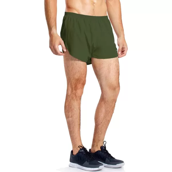 BALEAF Mens 3 Running Shorts Gym Quick Dry Athletic Workout Pocket Lightweight Brief01army Green