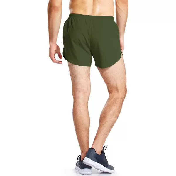 BALEAF Mens 3 Running Shorts Gym Quick Dry Athletic Workout Pocket Lightweight Brief01army Green