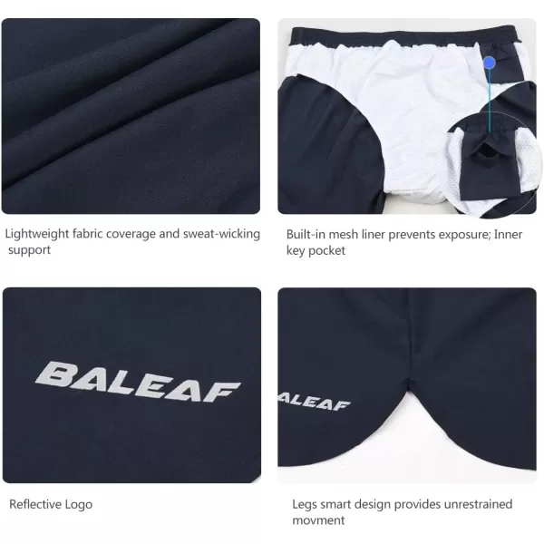 BALEAF Mens 3 Running Shorts Gym Quick Dry Athletic Workout Pocket Lightweight Brief01navy