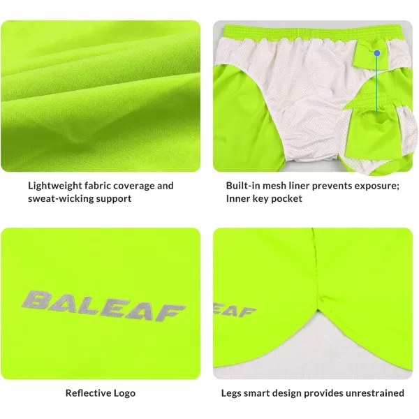 BALEAF Mens 3 Running Shorts Gym Quick Dry Athletic Workout Pocket Lightweight Brief01neongreeny