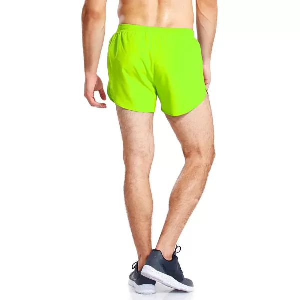 BALEAF Mens 3 Running Shorts Gym Quick Dry Athletic Workout Pocket Lightweight Brief01neongreeny