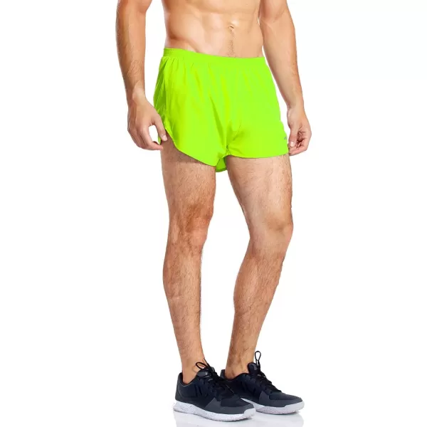 BALEAF Mens 3 Running Shorts Gym Quick Dry Athletic Workout Pocket Lightweight Brief01neongreeny