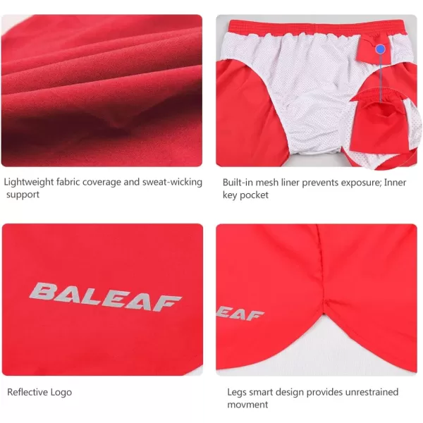 BALEAF Mens 3 Running Shorts Gym Quick Dry Athletic Workout Pocket Lightweight Brief01red