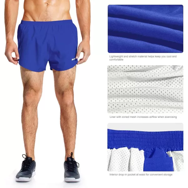 BALEAF Mens 3 Running Shorts Gym Quick Dry Athletic Workout Pocket Lightweight Brief01royal Blue