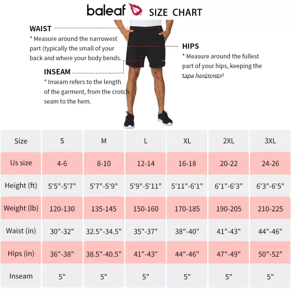 BALEAF Mens 5 Running Athletic Shorts Workout Lightweight Zipper PocketE01no Liningblack