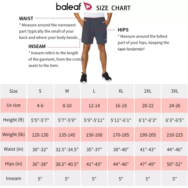 BALEAF Mens 5 Running Athletic Shorts Workout Lightweight Zipper PocketE02no Lininggray