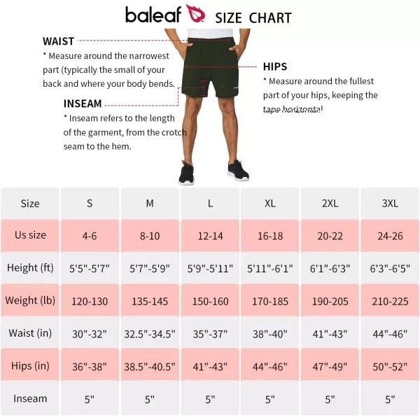 BALEAF Mens 5 Running Athletic Shorts Workout Lightweight Zipper PocketE04no Liningarmy Green