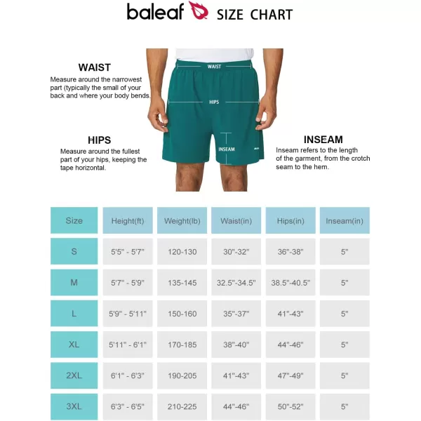 BALEAF Mens 5 Running Athletic Shorts Workout Lightweight Zipper PocketTeal