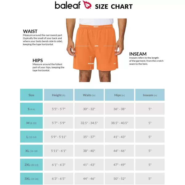 BALEAF Mens 5 Running Athletic Shorts Workout Lightweight Zipper PocketVibrant Orange