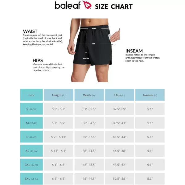 BALEAF Mens 5 Running Shorts Quick Dry Lightweight Unlined 2 Zipper Pockets Workout GymBlack