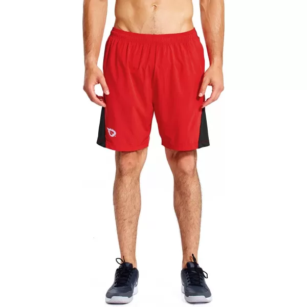 BALEAF Mens 7 Running Shorts with Mesh Liner Zipper Pocket for Athletic Workout GymRed