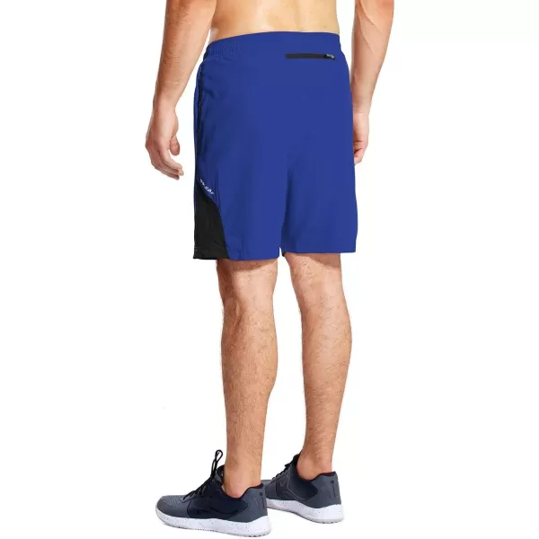 BALEAF Mens 7 Running Shorts with Mesh Liner Zipper Pocket for Athletic Workout GymRoyal Blue