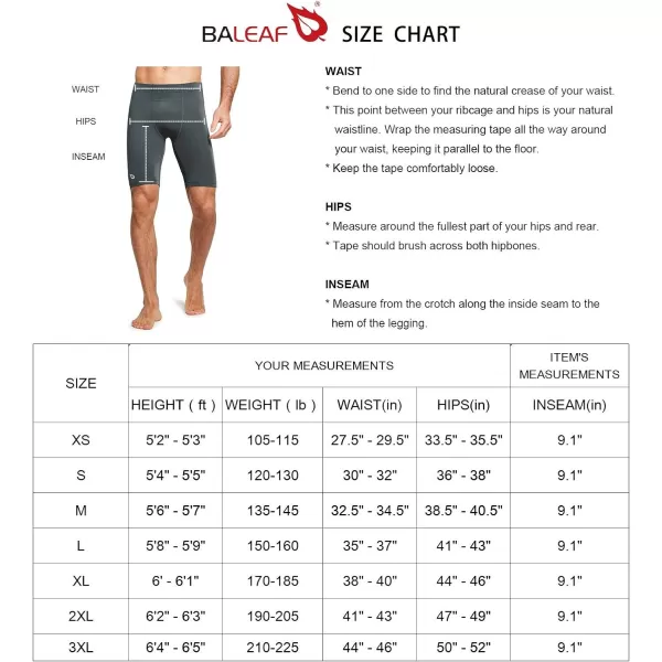 BALEAF Mens Compression Running Workout Shorts Pockets Gym Athletic Yoga Bike Tights Underwear BaselayerBlack