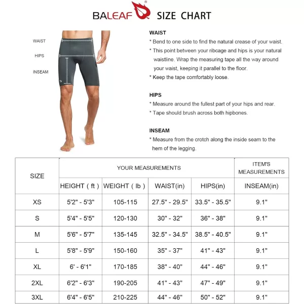 BALEAF Mens Compression Running Workout Shorts Pockets Gym Athletic Yoga Bike Tights Underwear BaselayerGrey