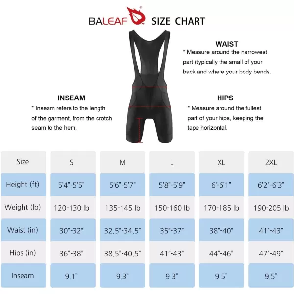 BALEAF Mens Cycling Bib Shorts 4D Padded Road Bike Cycling Bibs Biking Bicycle Shorts Gel Pockets UPF50Ablack Blue