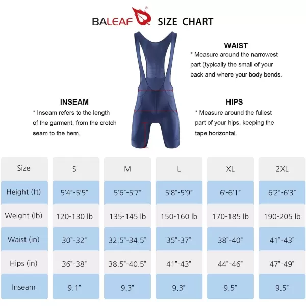 BALEAF Mens Cycling Bib Shorts 4D Padded Road Bike Cycling Bibs Biking Bicycle Shorts Gel Pockets UPF50Ablue