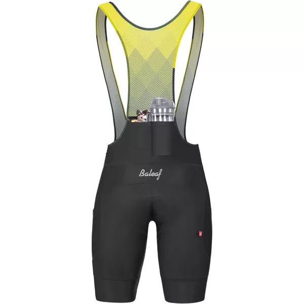 BALEAF Mens Cycling Bib Shorts 4D Padded Road Bike Cycling Bibs Biking Bicycle Shorts Gel Pockets UPF50BblackYellow