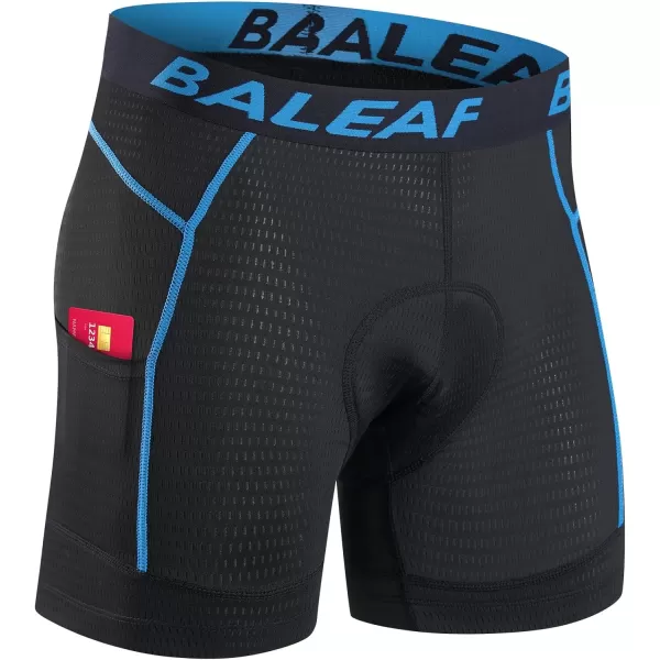 BALEAF Mens Cycling Underwear 4D Padded Bike Shorts Pocket Mountain Bike Liner Bicycle GearBlue