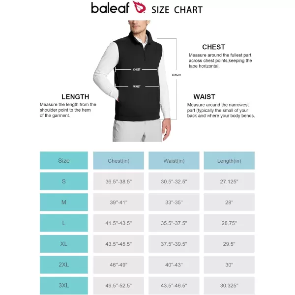 BALEAF Mens Golf Sweater Pullover Quater Zip Lightweight Fleece Lined Thermal Sleeveless Vest with Pockets Hiking RuningBlack