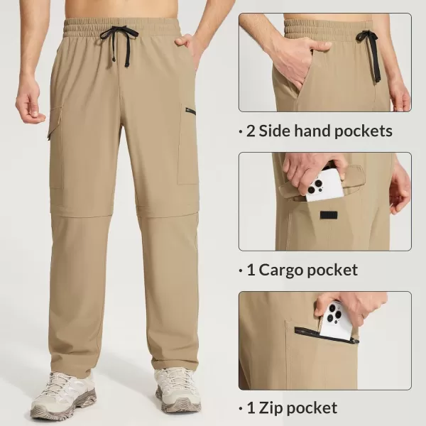 BALEAF Mens Hiking Convertible Pants Cargo Quick Dry Water Resistant Lightweight Elastic Waist Outdoor with Zip PocketsShroom Taupe