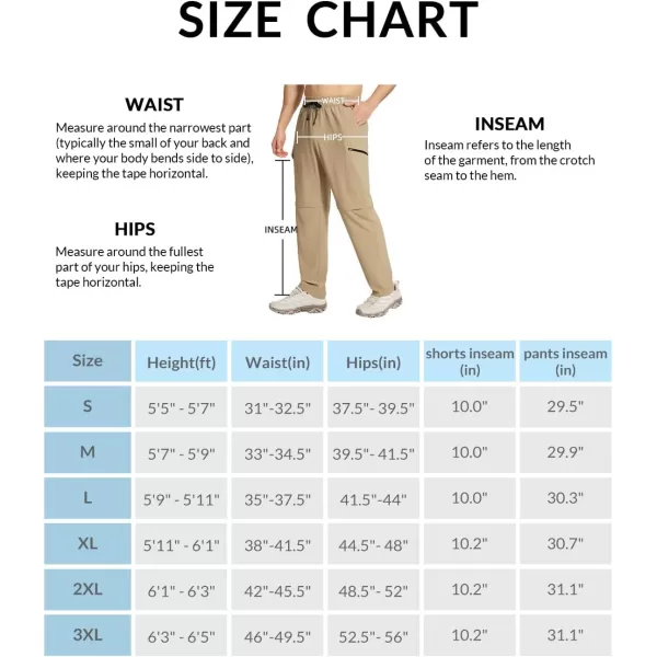 BALEAF Mens Hiking Convertible Pants Cargo Quick Dry Water Resistant Lightweight Elastic Waist Outdoor with Zip PocketsShroom Taupe