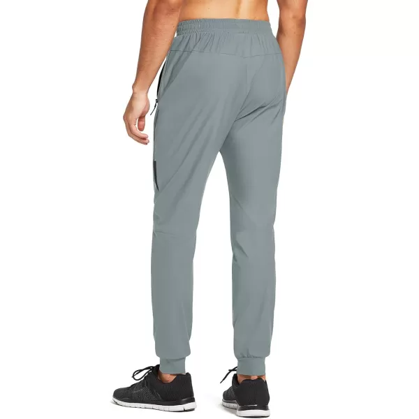 BALEAF Mens Joggers Pants Running Workout Athletic Training Gym Lightweight Quick Dry Tapered Jogger Zipper PocketsClassiclight Gray