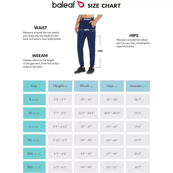 BALEAF Mens Joggers Pants Running Workout Athletic Training Gym Lightweight Quick Dry Tapered Jogger Zipper PocketsClassicnavy