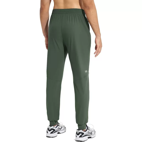 BALEAF Mens Joggers Pants Running Workout Athletic Training Gym Lightweight Quick Dry Tapered Jogger Zipper PocketsUpgradedarmy Green