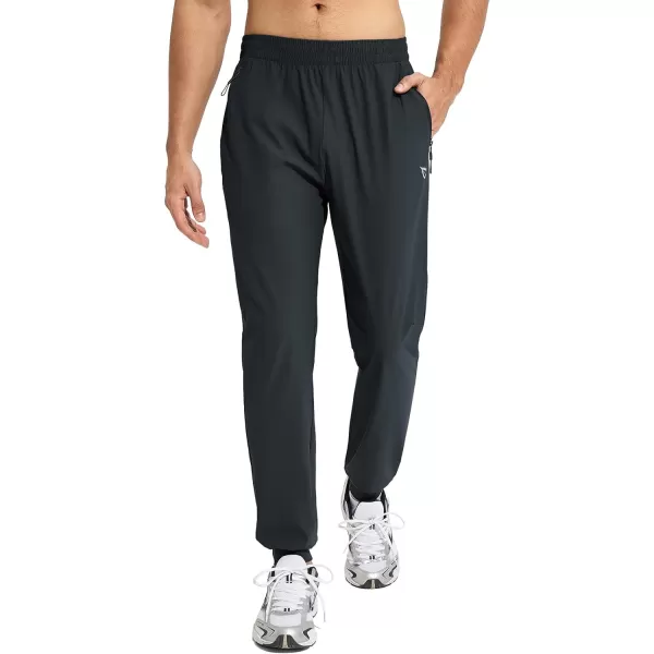 BALEAF Mens Joggers Pants Running Workout Athletic Training Gym Lightweight Quick Dry Tapered Jogger Zipper PocketsUpgradedblack