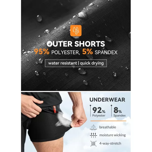 BALEAF Mens Mountain Bike Shorts 3D Padded Loosefit MTB Cycling Bicycle Lightweight Zipper PocketsBlack Orange