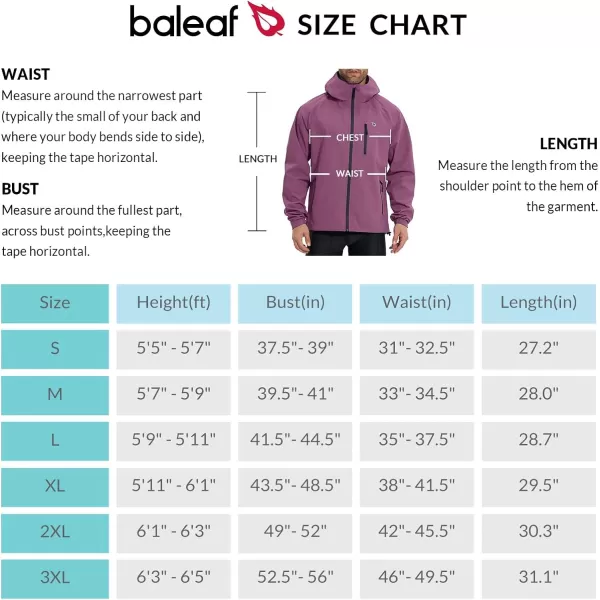 BALEAF Mens Rain Jacket Waterproof Running Cycling Windbreaker Golf Hiking Gear Hood Packable ReflectiveReflectiveRose Red