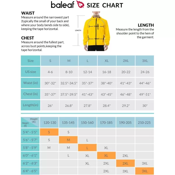 BALEAF Mens Rain Jacket Waterproof Windbreaker Running Cycling Golf Hiking Gear Hood Lightweight Reflective Packable04bright Yellow