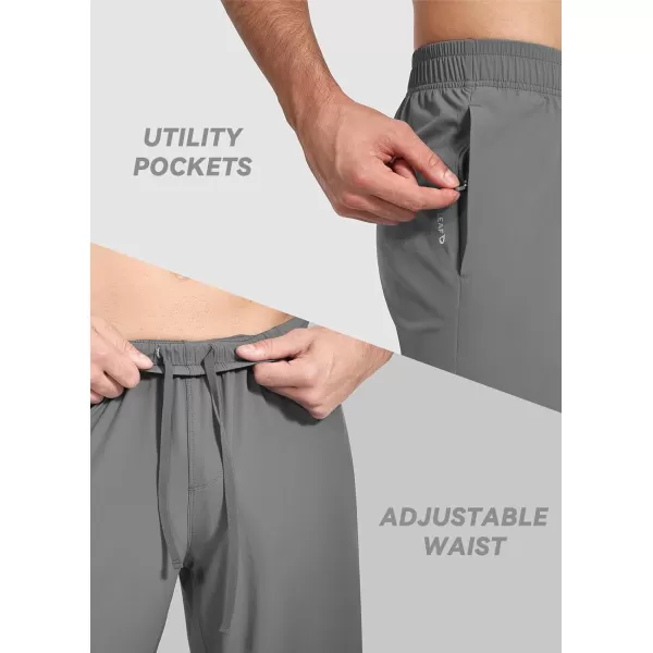 BALEAF Mens Running Pants Golf Workout Pants with Elastic Waist Lightweight Jogging Stretch Zipper PocketsGray