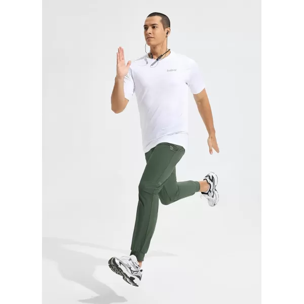 BALEAF Mens Running Pants Lightweight Joggers Workout Athletic Training Gym Quick Dry Tapered Jogger Zipper PocketsUpgradedarmy Green