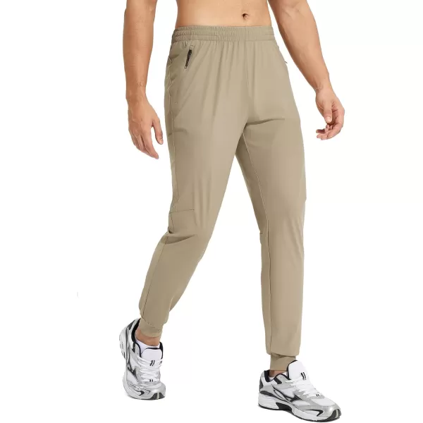 BALEAF Mens Running Pants Lightweight Joggers Workout Athletic Training Gym Quick Dry Tapered Jogger Zipper PocketsUpgradedkhaki