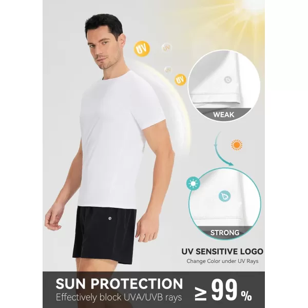 BALEAF Mens Running Workout Shirts Sun Protection UPF 50 Athletic Tops Short Sleeve Dry Fit Gym TShirt Mesh BreathableWhite